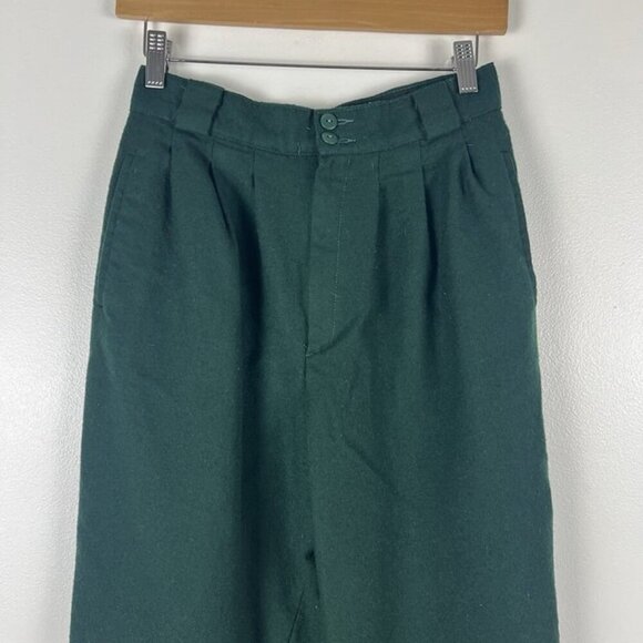 Giorgio Sant’Angelo Vintage Green 100% Merino Wool Pants Sz 4 / 6 Pleats Retro - Picture 2 of 10